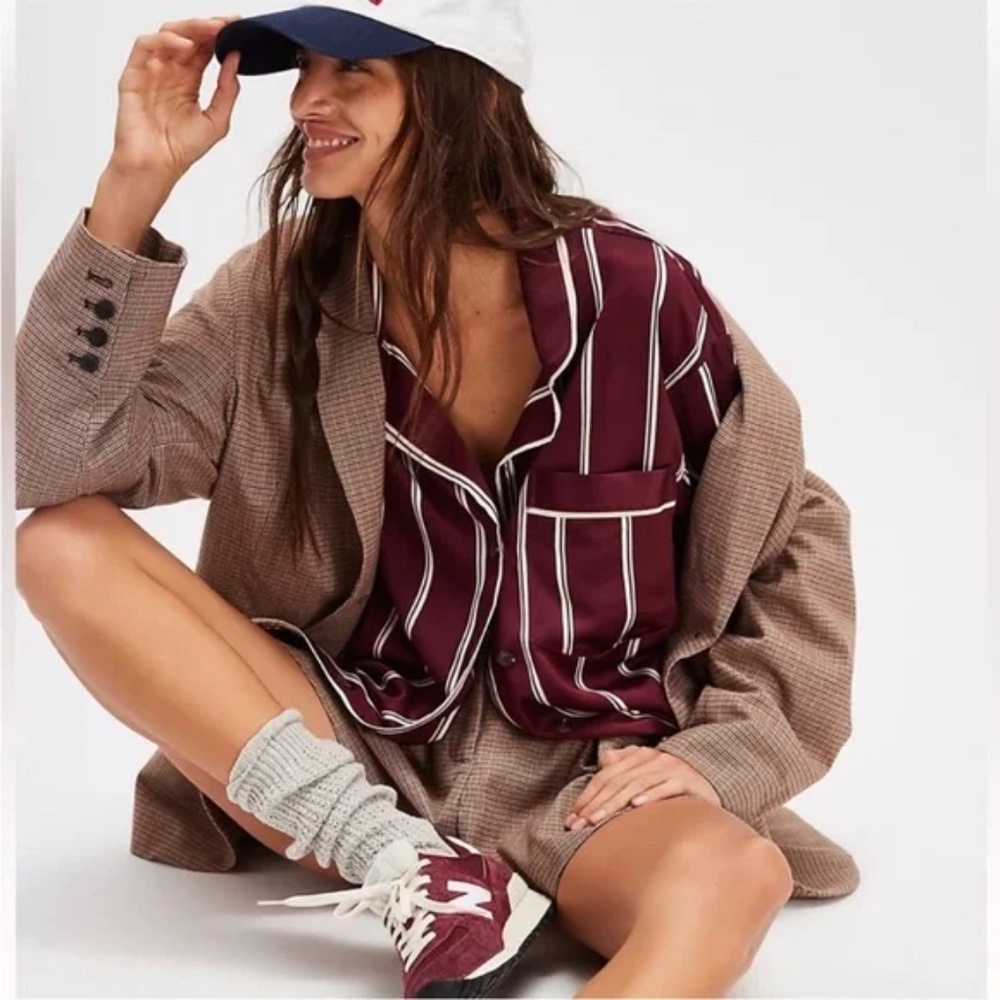 NWOT Free People We The Free Rorie Shirt Mahogany Size Medium Oversized